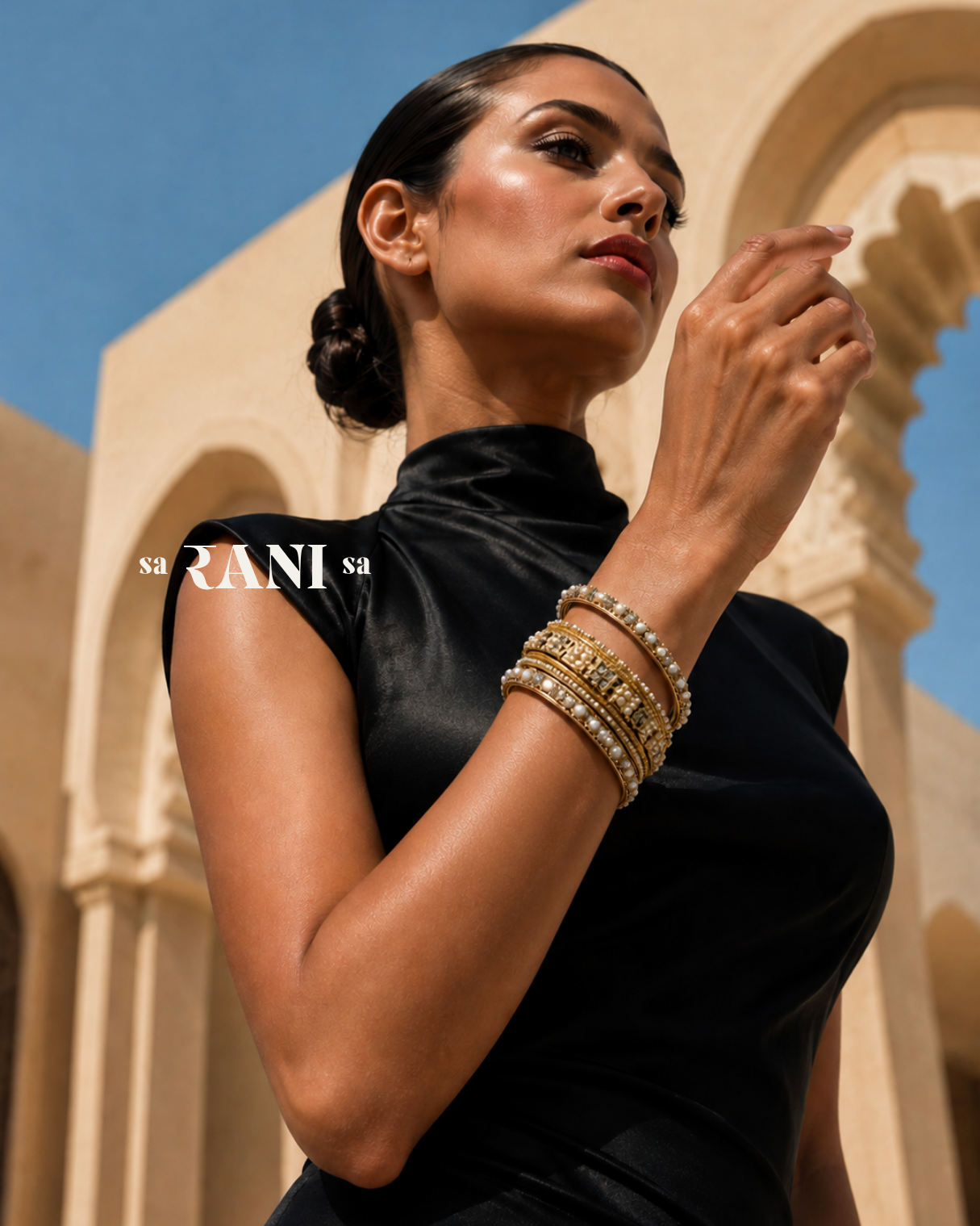 Traditional Pearl Crystal Bangle Set