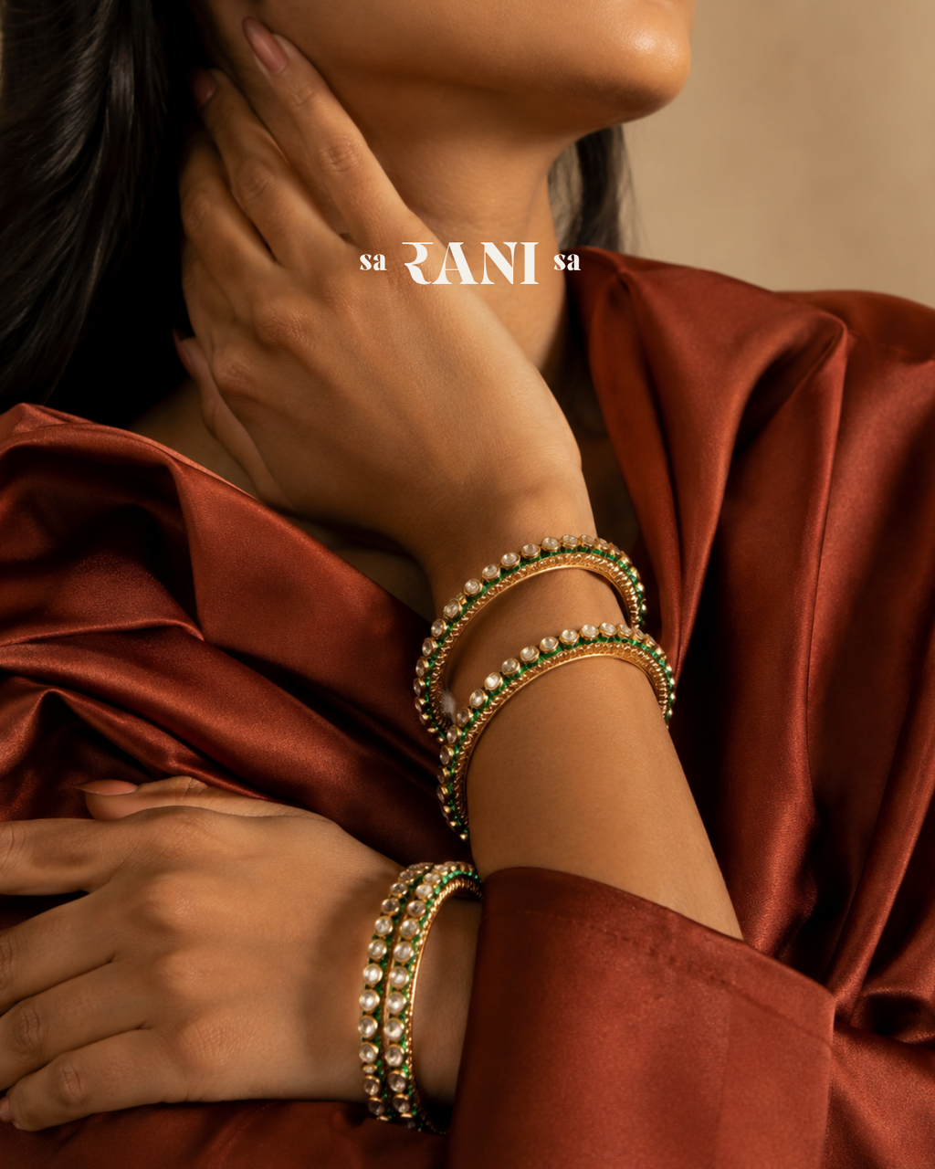 Kundan Emerald Bangle