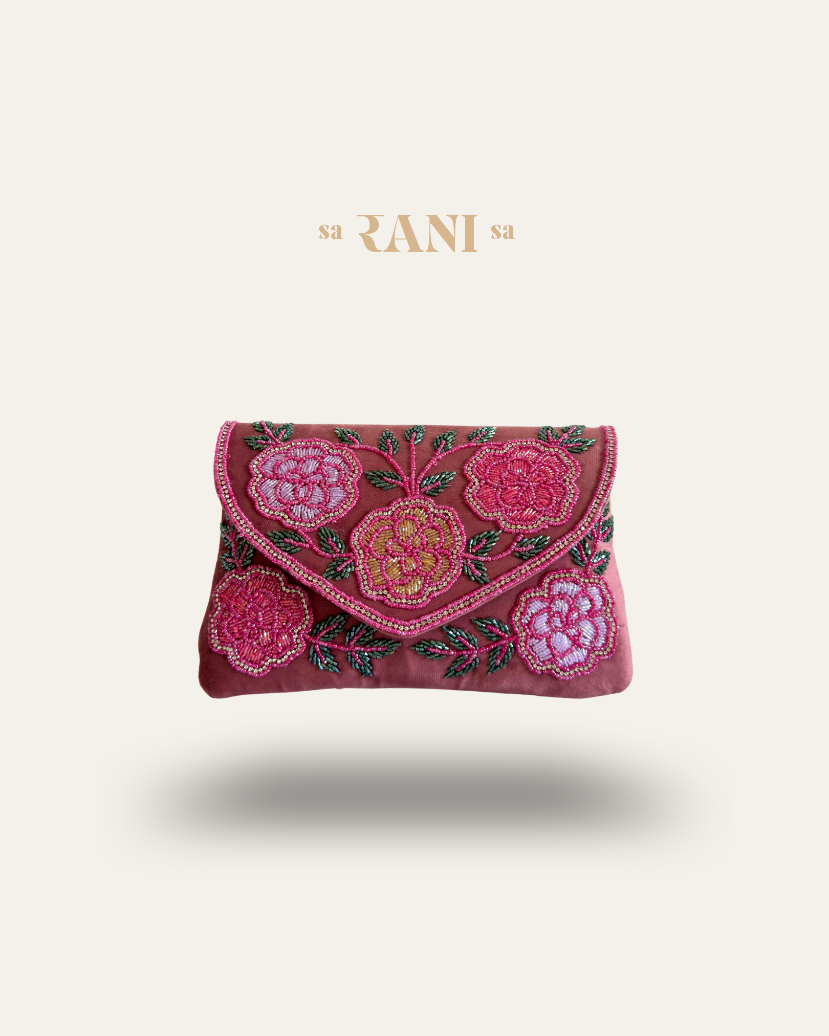 Hand-Embroidered Botanical Clutch