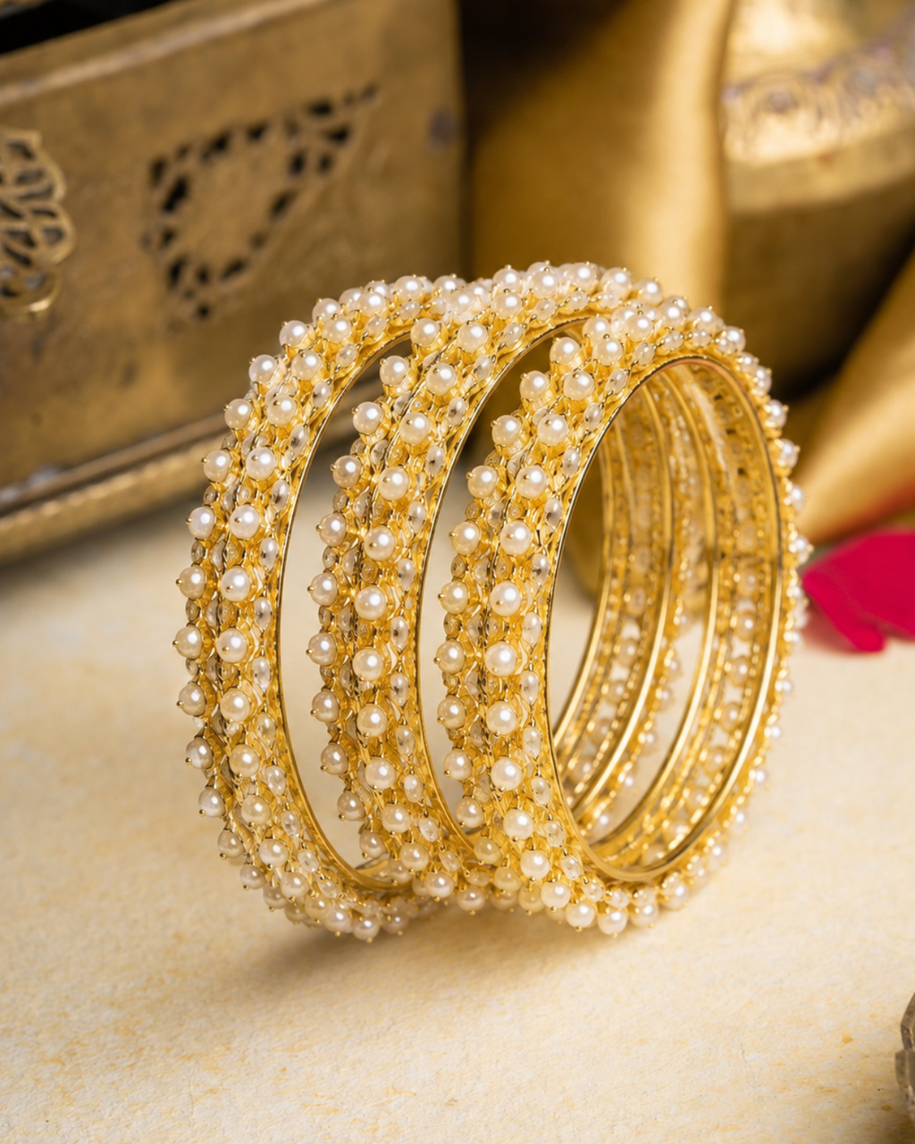 Big Pearl Bangles Stack