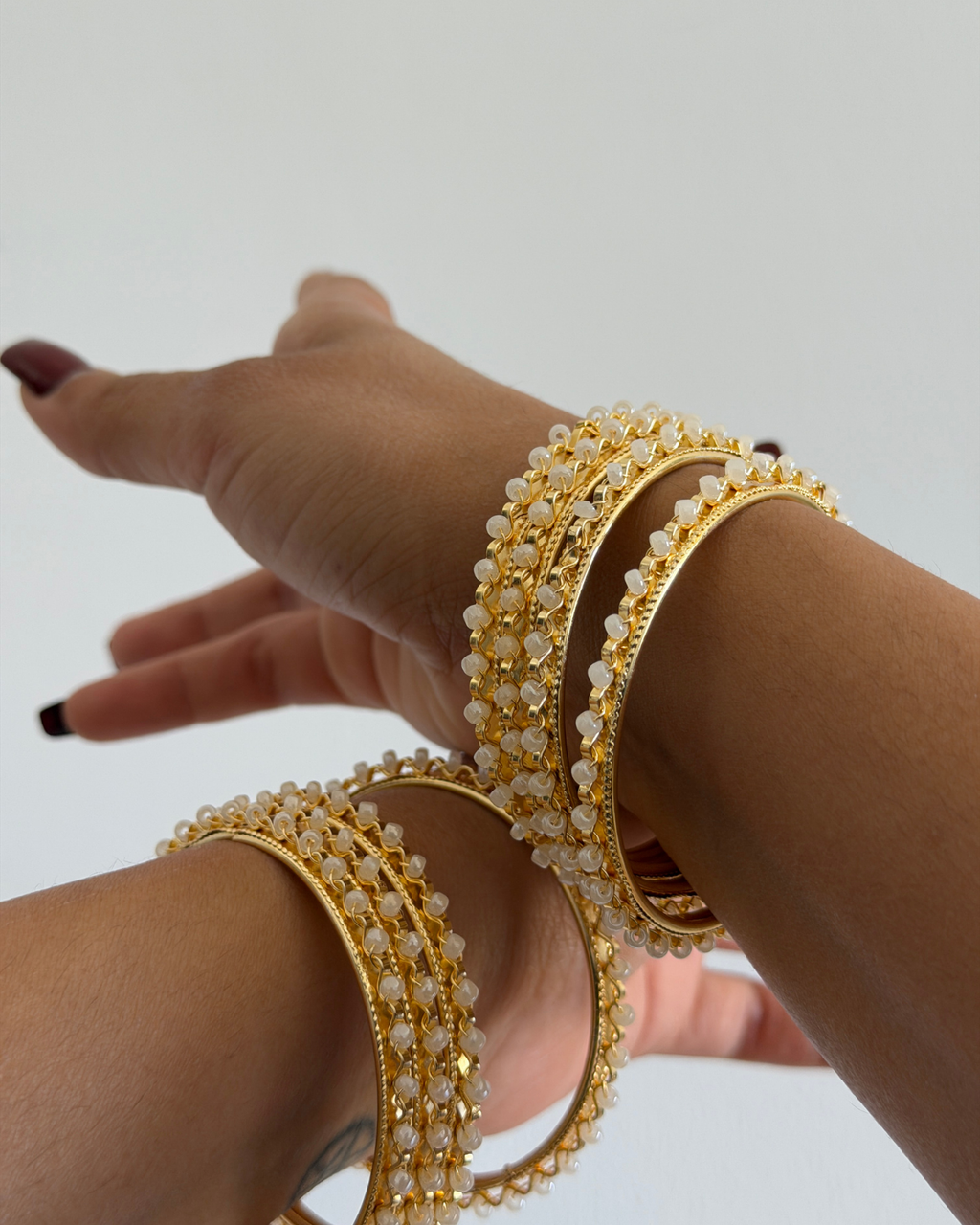 Big Pearl Bangles Stack