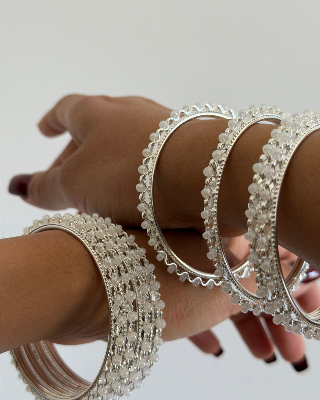 Big Pearl Bangles Stack