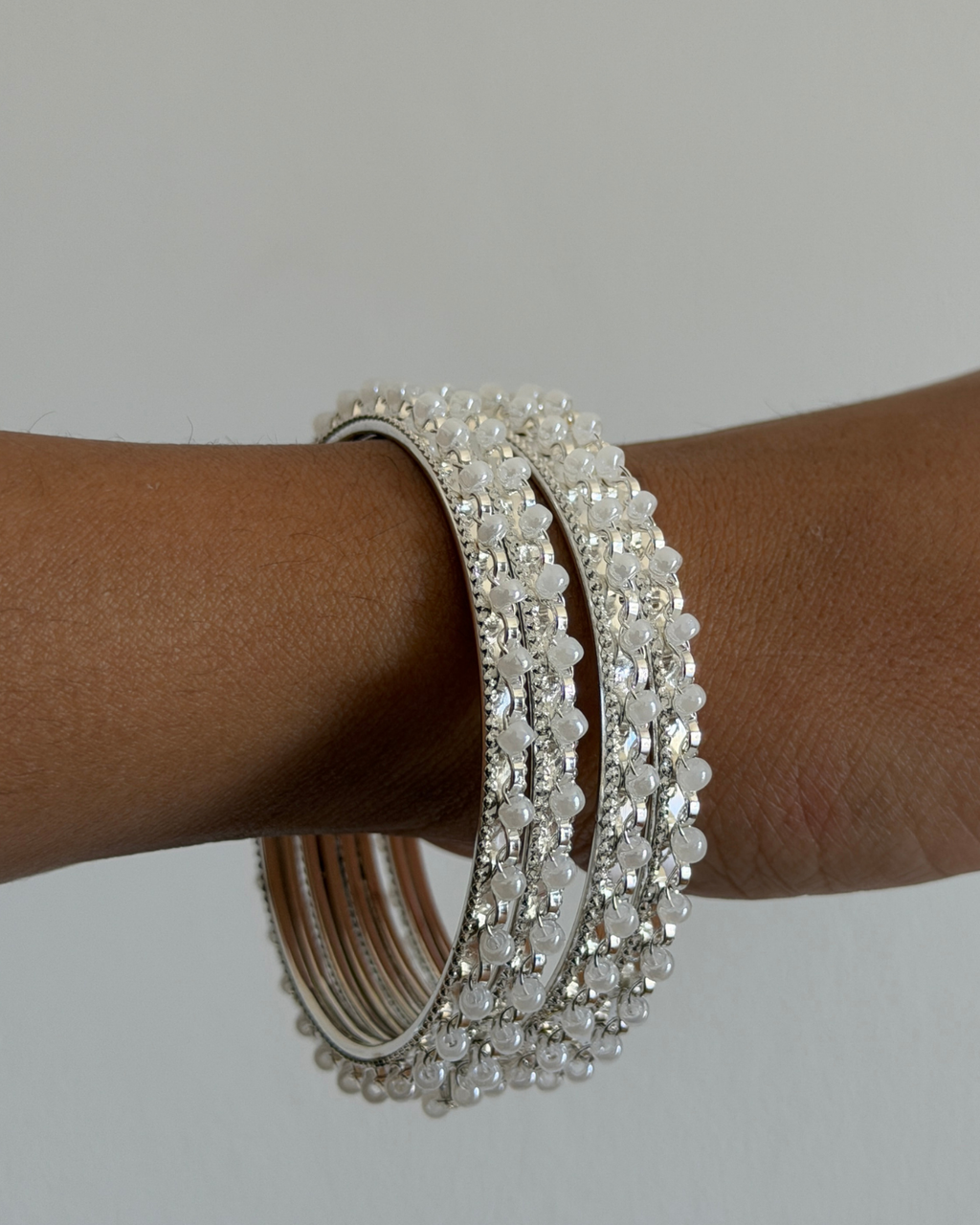 Big Pearl Bangles Stack