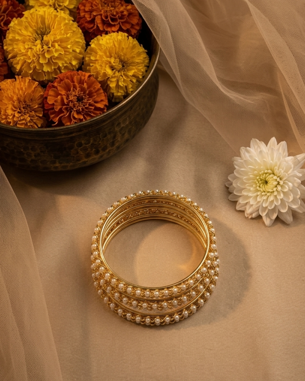 Small Pearl Bangles Stack