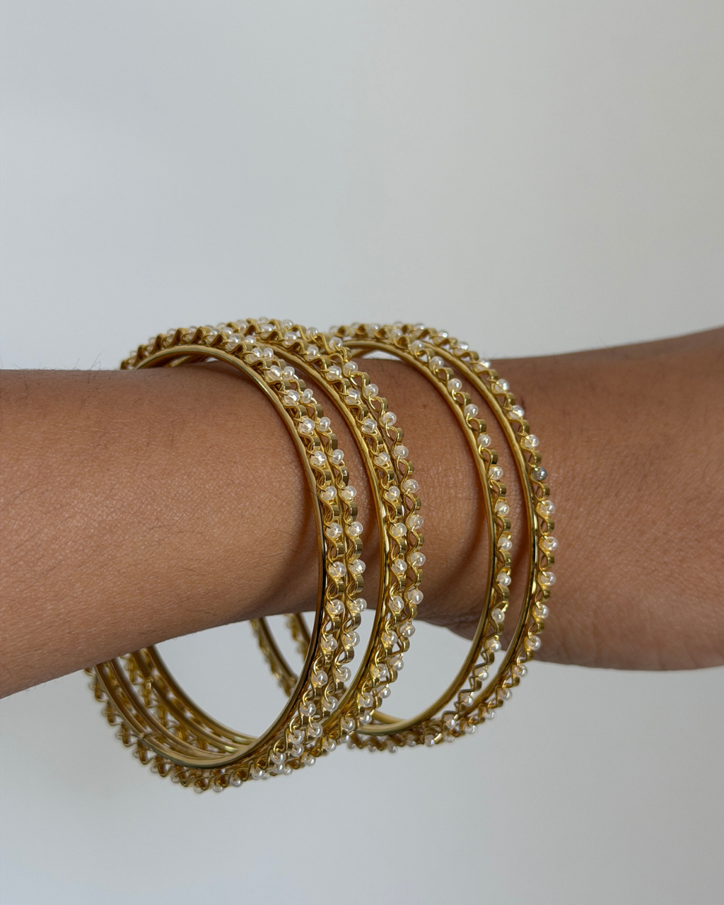Small Pearl Bangles Stack