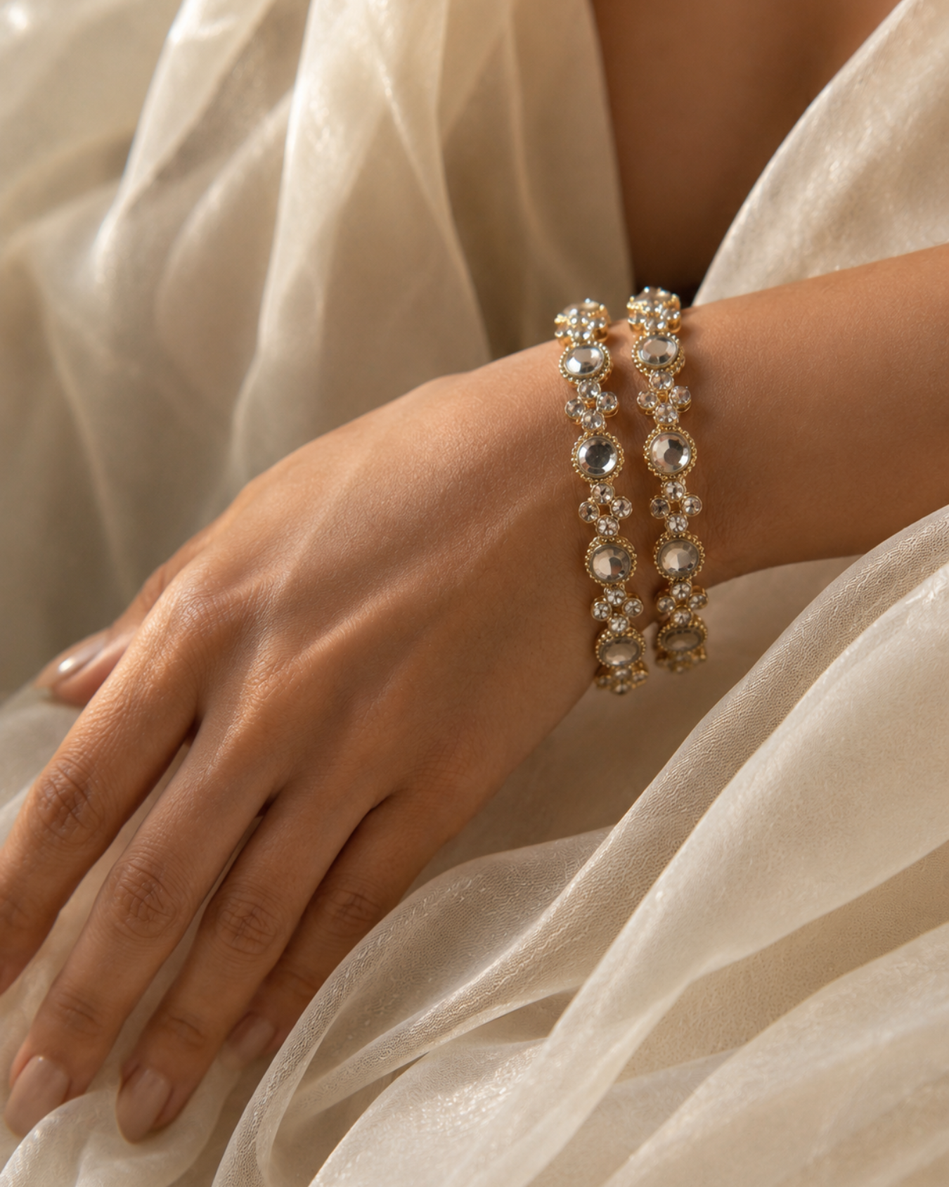 Openwork Polki Bangle