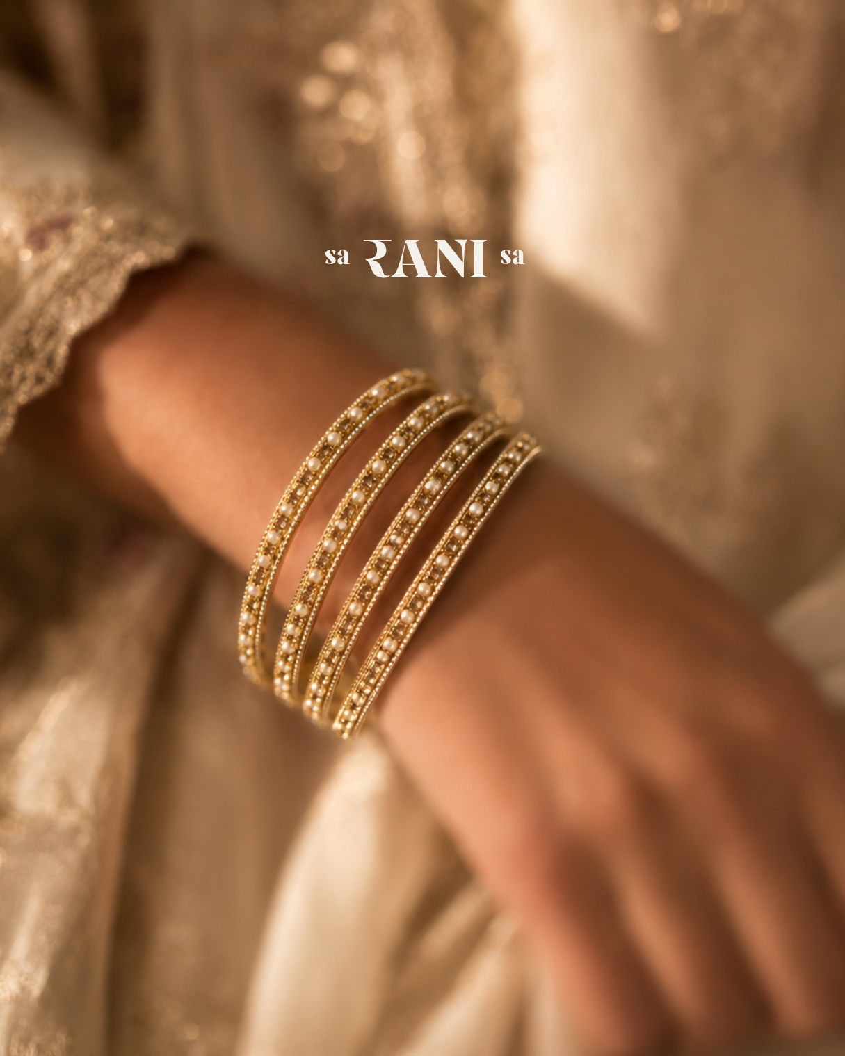 Crystal Pearl Bangle Stack