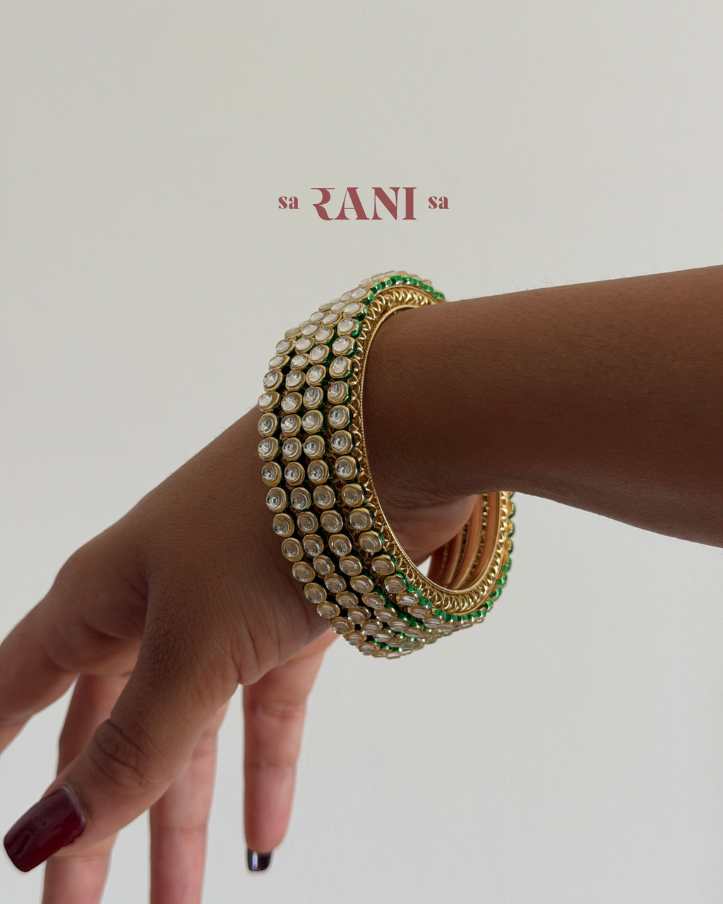 Kundan Emerald Bangle