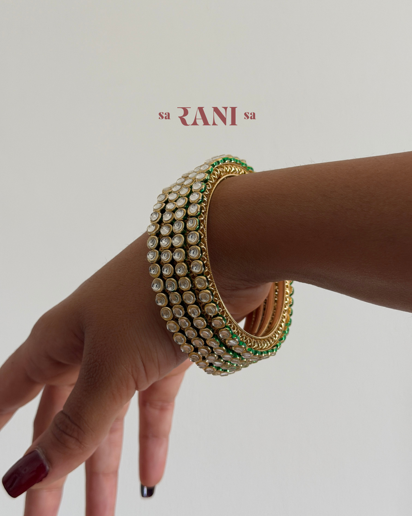 Kundan Emerald Bangle