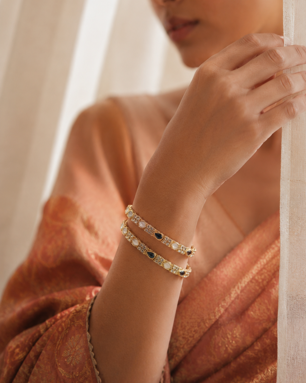 gemstone bangle in dubai, desi girl fashion in dubai, maximalist fashion, indian fashion, indian jewellery
