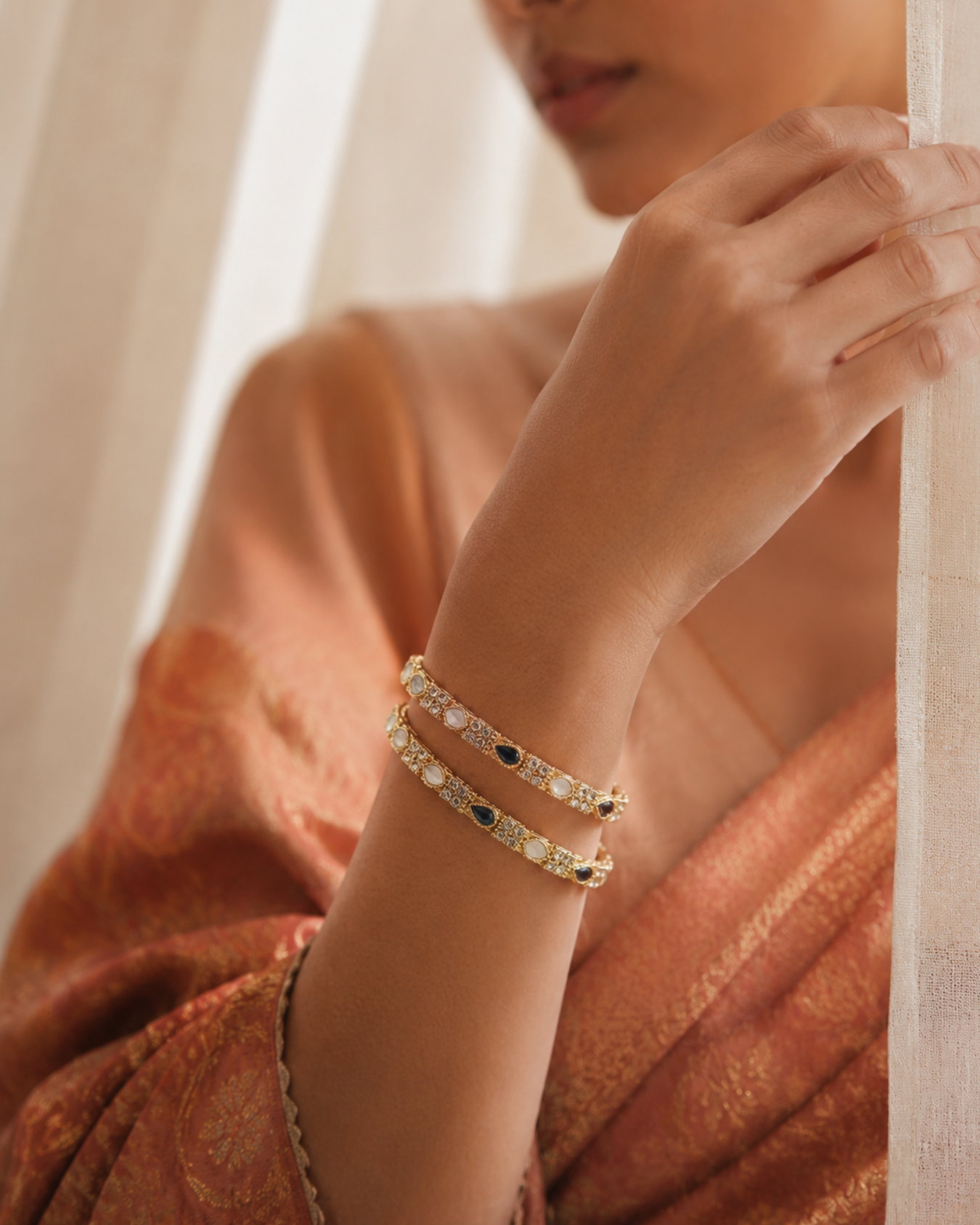 gemstone bangle in dubai, desi girl fashion in dubai, maximalist fashion, indian fashion, indian jewellery