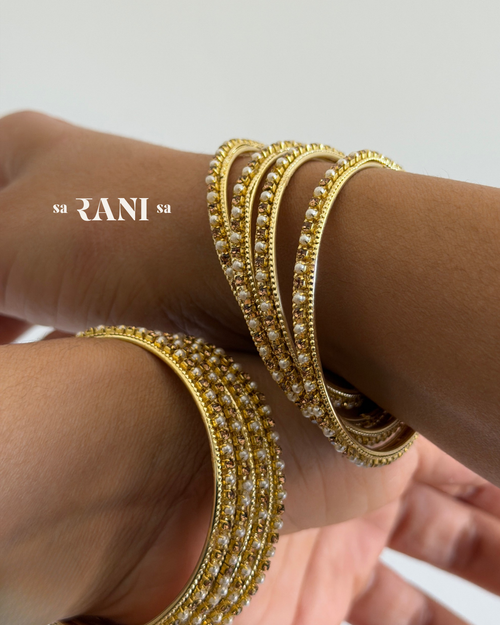 Crystal Pearl Bangle Stack