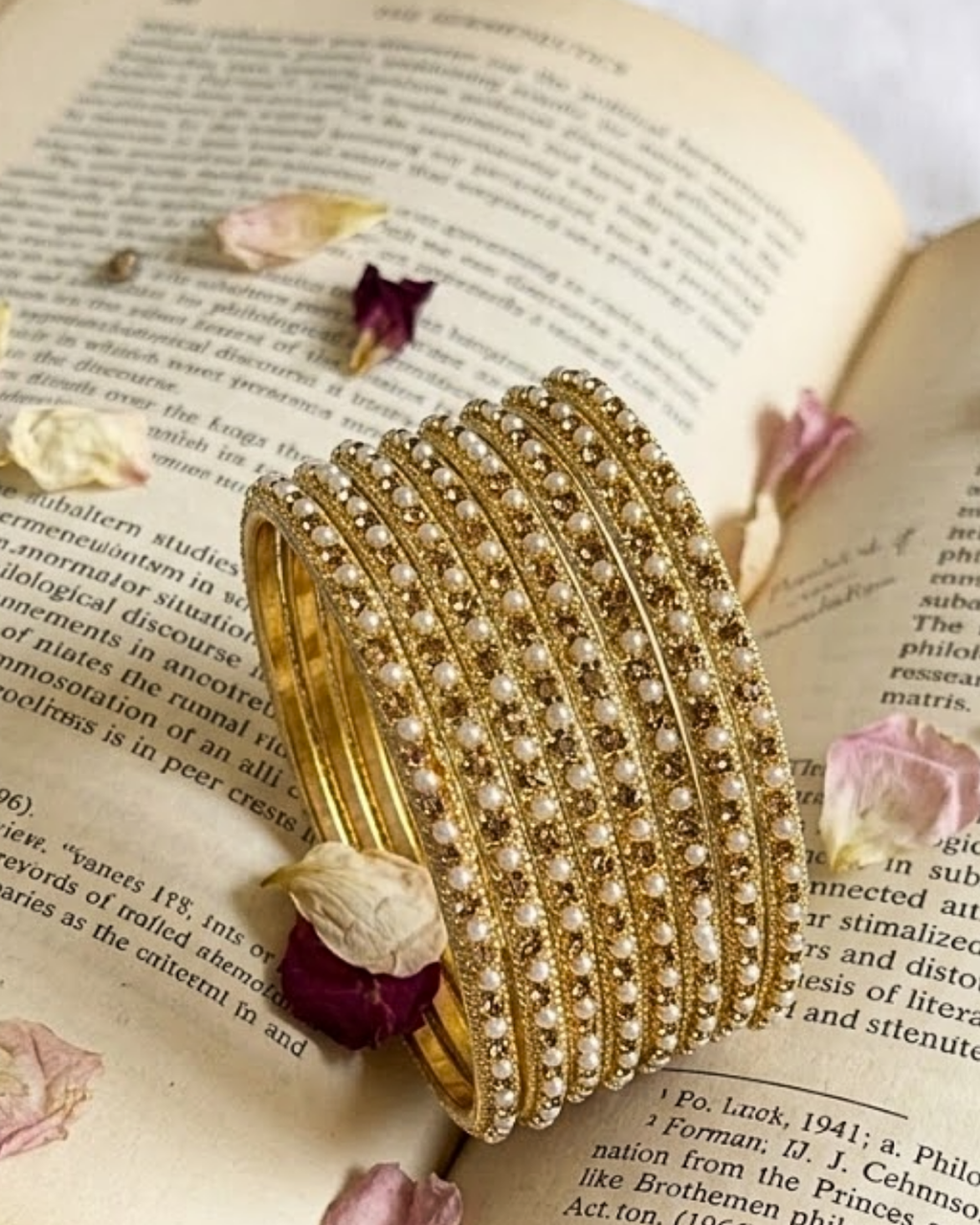 Crystal Pearl Bangle Stack