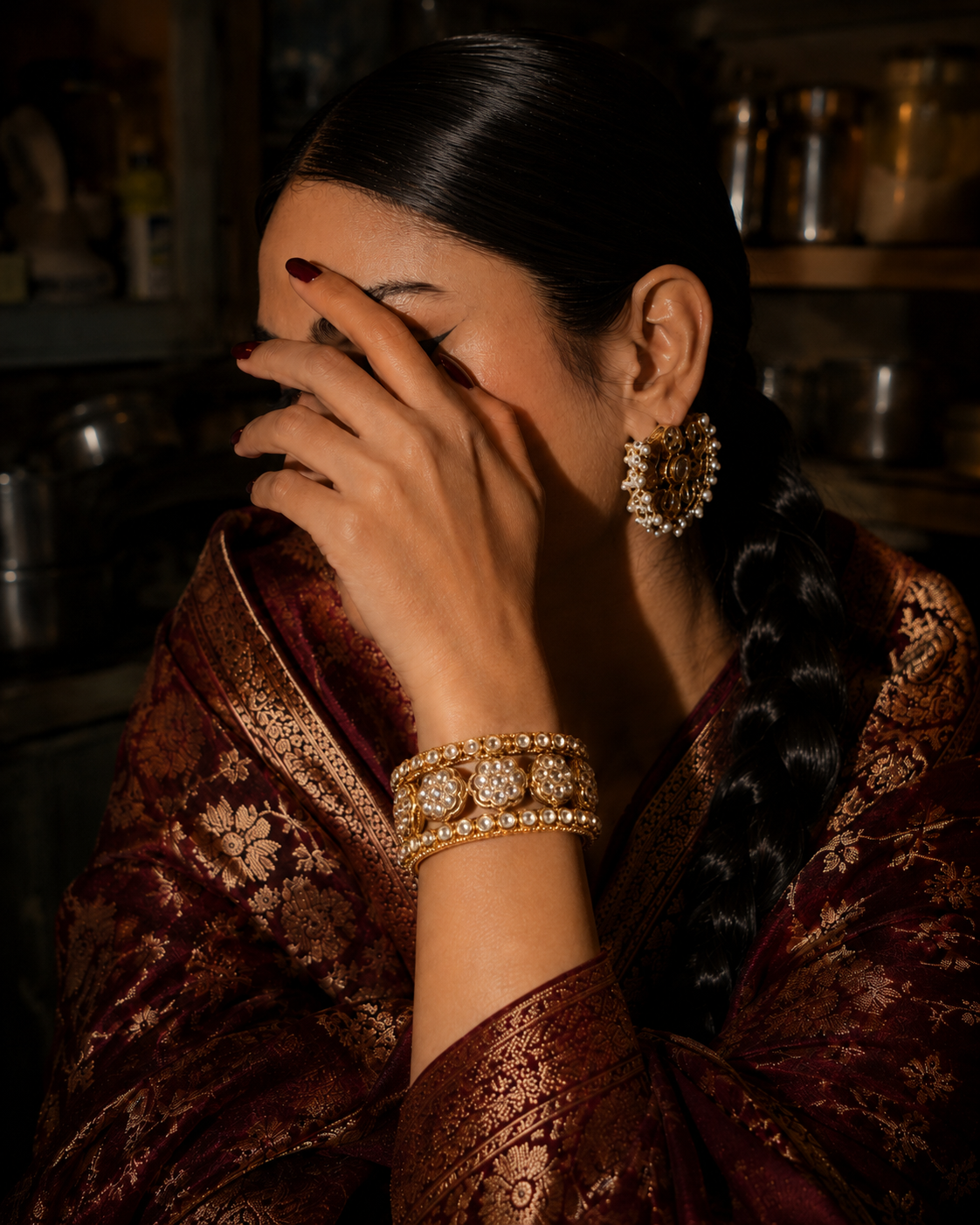 Floral Kundan Kada
