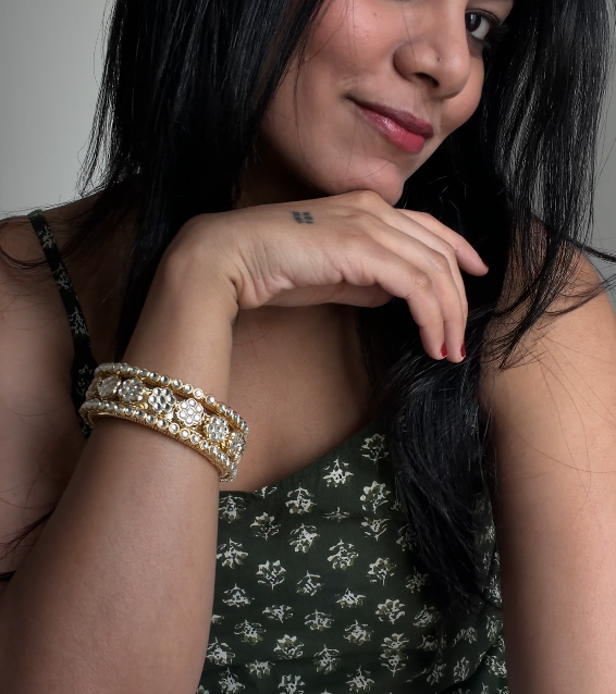 Floral Kundan Kada
