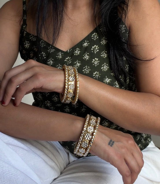 Floral Kundan Kada