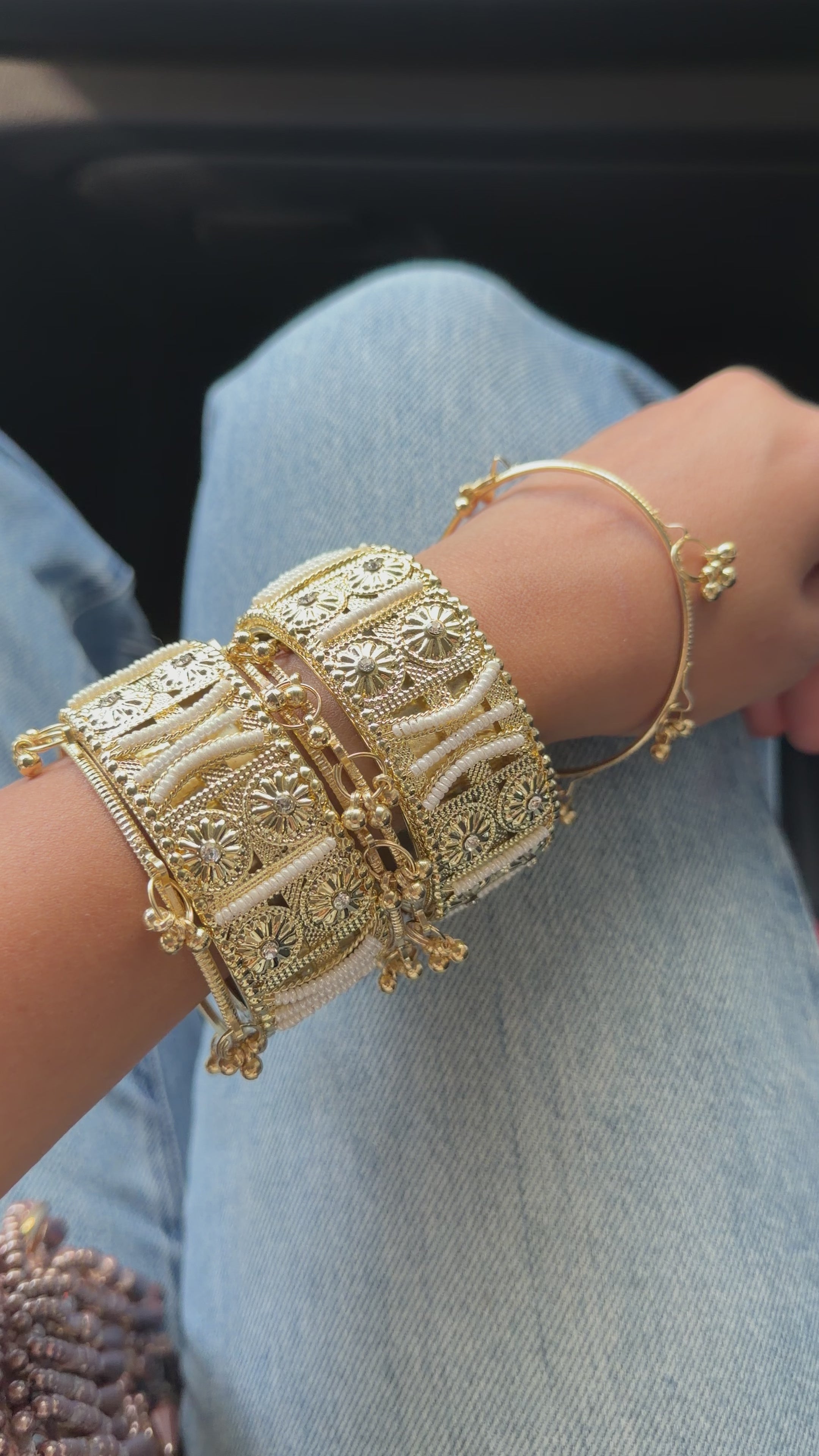 floral golden cuffs, gen z jewellery